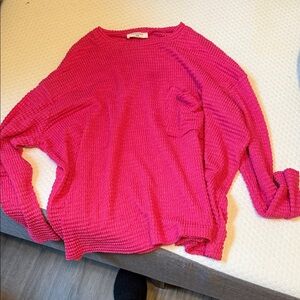 Zenana Outfitters Hot Pink Crew Neck Sweater
